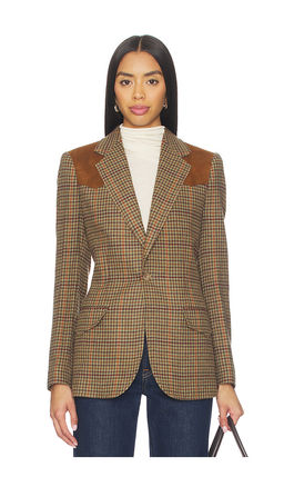 POLO RALPH LAUREN - Suede-trim Plaid Wool Blazer