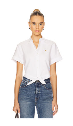 POLO RALPH LAUREN - Cotton Oxford Tie-front Cropped Shirt