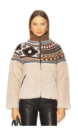 SEA - Linea Fair Isle Knit Combo Fleece Jacket