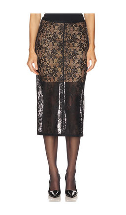 self-portrait - Floral Lace Midi Skirt