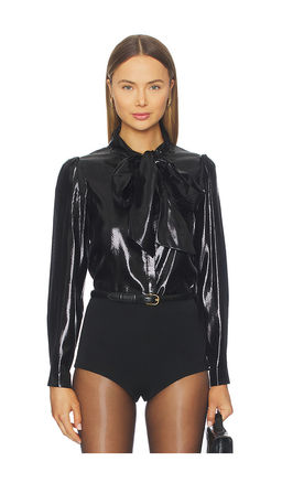 self-portrait - Metallic Pussy Bow Blouse