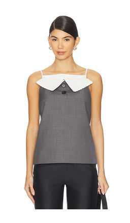 Shushu/Tong - Fan-shaped Turn-down Collar Camisole Top