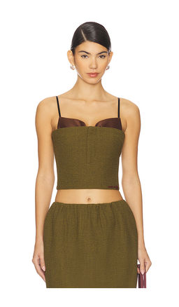 Shushu/Tong - Double Bow Corset Straps Crop Top