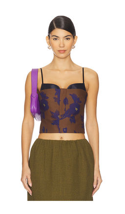 Shushu/Tong - Double Bow Corset Straps Crop Top