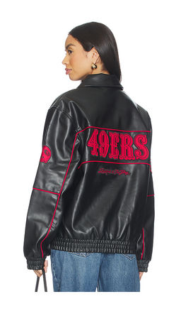 The Wild Collective - 49ers Faux Leather Racing Jacket
