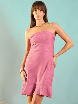 Marie Claire - Women Onion Pink Colour Solid Mini Dress