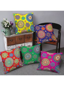 Indigifts - Ethnic Rangoli with Mandala Print Set of 5 Cushion Covers