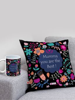 Indigifts - Mummy Cushion Cover & Ceramic Coffee Mug 325 Ml, Setof 2