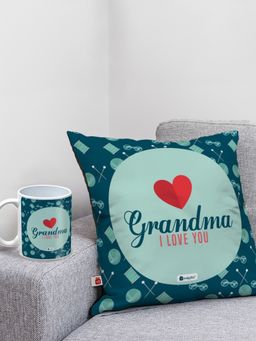 Indigifts - I Love You Blue Printed Small Cushion, Mothers Day Gift