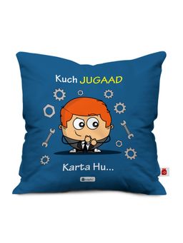 Indigifts - Kuch Jugaad Karta Hu Printed Blue Cushion Cover
