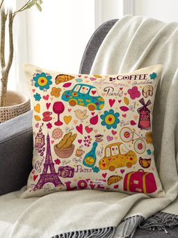 Indigifts - Printed Cushion Cover Paris Travel Print, Valentine Gifts, Love Gift