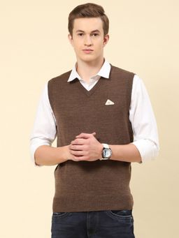 Monte Carlo - Brown Multi Solid V Neck Sweater