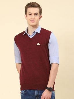 Monte Carlo - Cherry Mix Solid V Neck Sweater