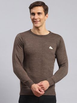 Monte Carlo - Brown Multi Solid Round Neck Pullover Sweater