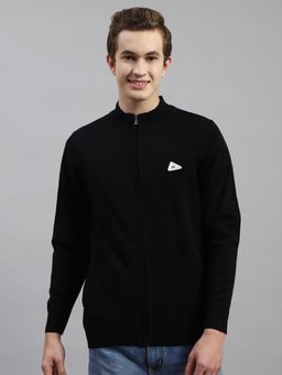 Monte Carlo - Black Solid Stand Collar Pullover Sweater