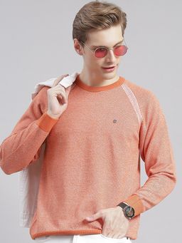 Monte Carlo - Orange Solid Round Neck Sweater