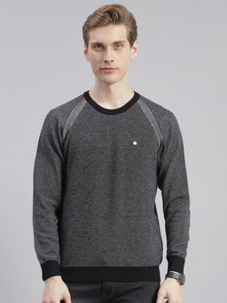 Monte Carlo - Black Solid Round Neck Sweater