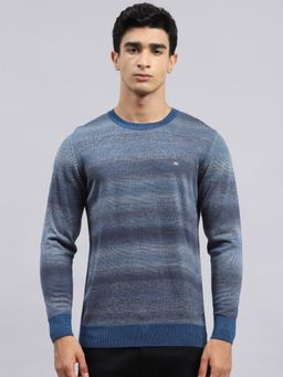 Monte Carlo - Dk Blue Multi Solid Round Neck Sweater