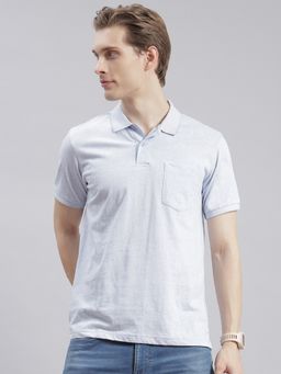 Monte Carlo - Sky Blue Solid Polo Collar T-Shirt