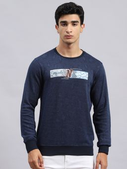 Monte Carlo - Blue Printed Round Neck Sweatshirt
