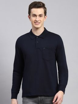 Monte Carlo - Navy Blue Solid Polo Collar T-Shirt