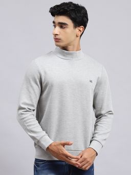 Monte Carlo - Grey Solid Turtle Neck Sweatshirt