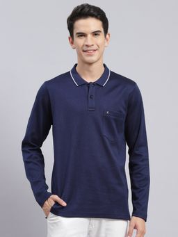 Monte Carlo - Navy Blue Solid Polo Collar T-Shirt