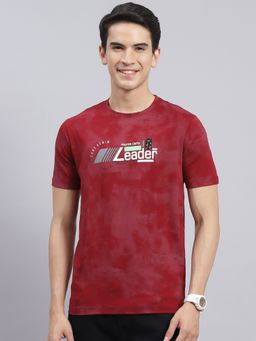 Monte Carlo - Maroon Printed Round Neck T-Shirt