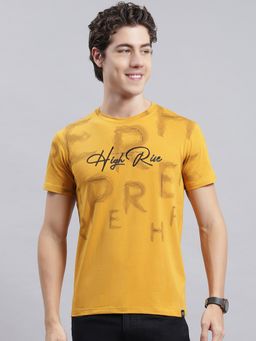 Monte Carlo - Mustard Printed Round Neck T-Shirt