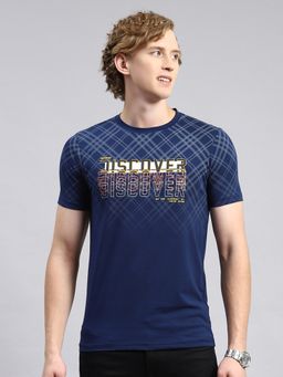 Monte Carlo - Navy Blue Printed Round Neck T-Shirt