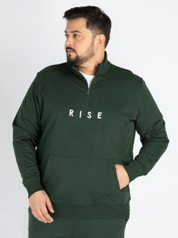 UNSIZED - Men Green Quarter Zipper Sweatshirt