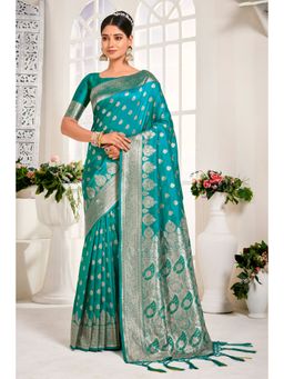 EXCLUSIVA - Sea Green Banarasi Saree with Unstitched