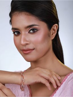 Aatmana - Rose Gold Plated and White Round American Diamond Classy Bangles (Set of 2)