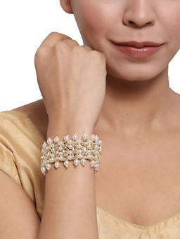 Aatmana - Gold Plated Pearl and Stone Studded Wraparound Bracelet