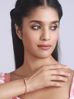 Aatmana - Rose Gold Plated American Diamond Studded Elegant and Sleek Bracelet