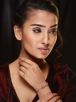 Aatmana - Rose Gold Plated American Diamond Studded Handcrafted Adjustable Bracelet