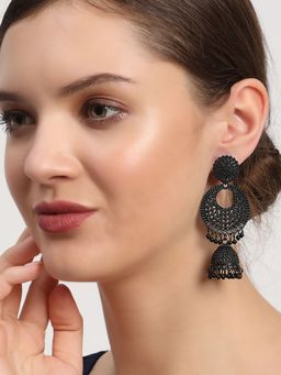 Aatmana - Black Painted Enamel Ethnic Jhumka Earring