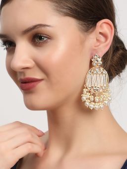 Aatmana - Gold Plated Handcrafted Kundan Pearl Studded Multistrand Earrings