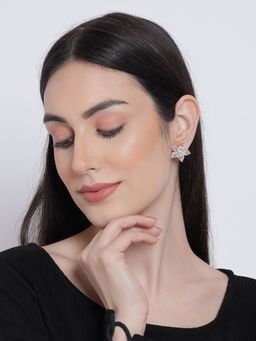 Aatmana - White Contemporary Floral Studs Earrings