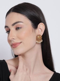 Aatmana - Gold Plated Emerald, Elephant Shaped Contemporary Drop Earrings