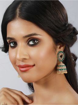 Aatmana - Green and White Contemporary Jhumkas Earrings