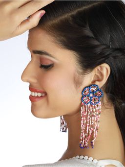 Aatmana - Gold Plated and Multi Color Tasselled Contemporary Afghan Drop Earrings