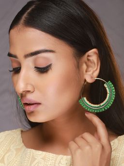 Aatmana - Green Circular Handcrafted Hoop Earrings