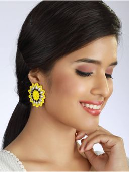 Aatmana - Gold Plated Handcrafted Yellow and Black Stud Earrings