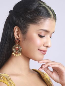 Aatmana - Gold Toned Contemporary Drop Earrings