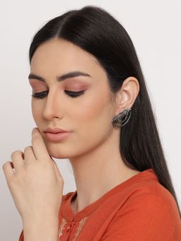 Aatmana - Silver Plated Crescent Shaped Stud Earrings