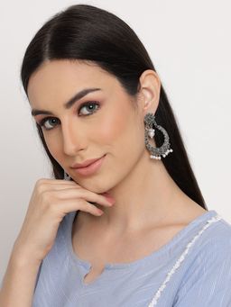 Aatmana - Silver Plated and Pearl Beaded Drop Earrings