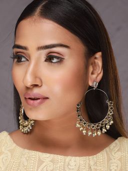 Aatmana - Gold Plated Kundan Studded and Beaded Classic Chandbalis Earrings