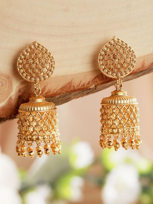 Tanishq Jhumka Design Gold Jhumka Tanishq Stud Earrings Online