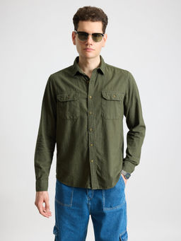FREAKINS - Olive Solid Mens Shirt